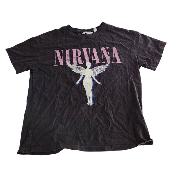 Nirvana In Utero T-Shirt H&M Black Short Sleeve Oversized Womens XS EUC - Picture 1 of 6